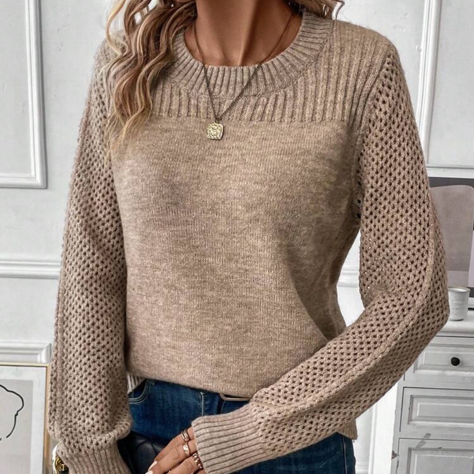 New Ribbed Knit Long Sleeve Sweater